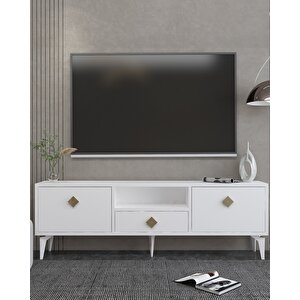 1304dropdd-1 Tv Sehpasi BEYAZ-ALTIN KULP Beyaz-Altın