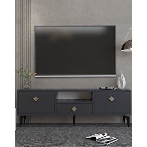 1304dropdd-1 Tv Sehpasi ANTRASİT-ALTIN KULP Antrasit