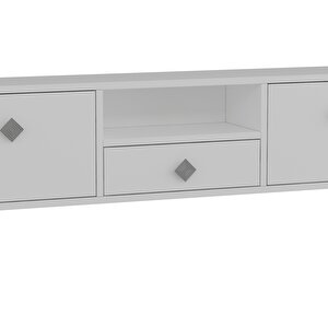 1305dropct-1 Duvara Montaj Tv Sehpasi BEYAZ-GÜMÜŞ KULP