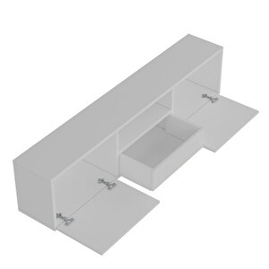 1309dropct-1 Duvara Montaj Tv Sehpasi BEYAZ-SİYAH KULP