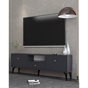 1300dropdh-1 Tv Sehpasi ANTRASİT-ALTIN KULP Antrasit