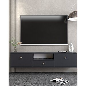 1301dropdh-1 Duvara Montaj Tv Sehpasi ANTRASİT-GÜMÜŞ KULP Antrasit Gümüş