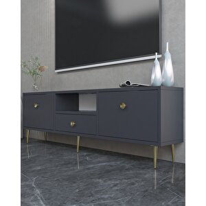 1307dropdd-1 Tv Sehpasi ANTRASİT-ALTIN KULP Antrasit