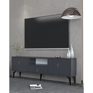 1302dropdd-1 Tv Sehpasi ANTRASİT-ALTIN KULP Antrasit