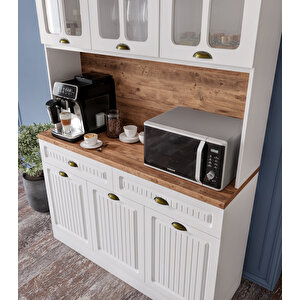 Guneystore Efes Kahve Köşesi - 140 Cm Mdf Mutfak Dolabı - Led Aydınlatmalı - Ücretsiz Montaj