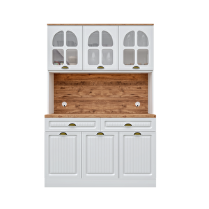 Guneystore Efes Kahve Köşesi - 140 Cm Mdf Mutfak Dolabı - Led Aydınlatmalı - Ücretsiz Montaj