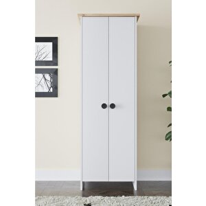 Şapkalı Dolap Elbise Dolabı Kazak Kışlık Kıyafet Dolabı Gömlek Dolabı Beyaz - Atlantik