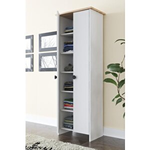 Şapkalı Dolap Elbise Dolabı Kazak Kışlık Kıyafet Dolabı Gömlek Dolabı Beyaz - Atlantik