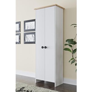 Şapkalı Dolap Elbise Dolabı Kazak Kışlık Kıyafet Dolabı Gömlek Dolabı Beyaz - Atlantik