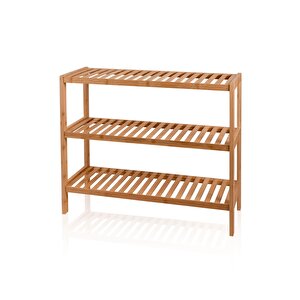 Bambu 3 Katlı Düzenleyici Dolap Raf Ayakkabılık 70x59x26 Cm