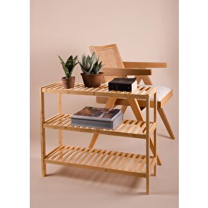 Bambu 3 Katlı Düzenleyici Dolap Raf Ayakkabılık 70x59x26 Cm