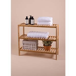 Bambu 3 Katlı Düzenleyici Dolap Raf Ayakkabılık 70x59x26 Cm
