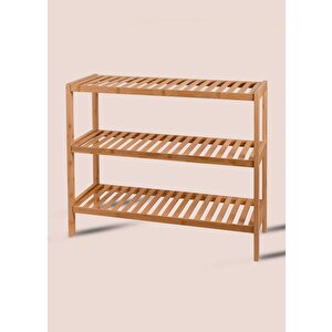 The Mia Bambu 3 Katlı Düzenleyici Dolap Raf Ayakkabılık 70x59x26 Cm