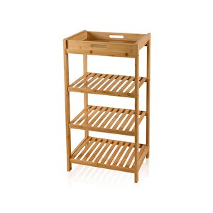 Bambu 4 Katlı Tepsili Düzenleyici Dolap Raf 75x40x30 Cm