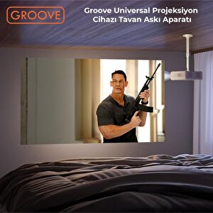 Vankyo Groove 30-60cm Alüminyum Projeksiyon Cihazı Tavan Askı Aparatı Duvar Bağlantı Aparatı Universal Projector Beyaz (360° Döneb