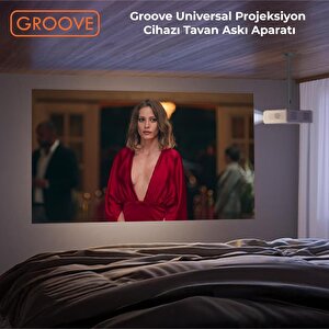 Vankyo Groove 30-60cm Alüminyum Projeksiyon Cihazı Tavan Askı Aparatı Duvar Bağlantı Aparatı Universal Projector Siyah (360° Döneb