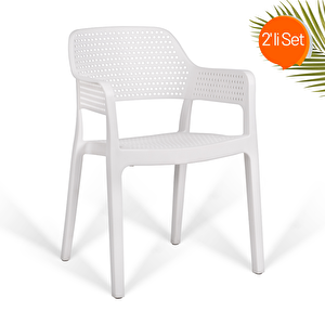 Hawaii Kollu Lüks Sandalye 2'li Set Beyaz