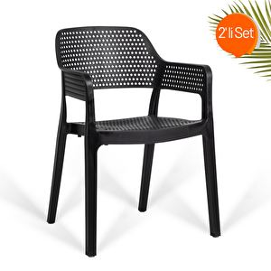 Hawaii Kollu Lüks Sandalye 2'li Set Siyah