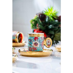 Oskar Mavi 6'lı Kahve Fincan Takımı Shp-07189