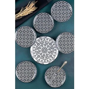 Tiffany Siyah 7 Parça Porselen Pasta-i̇kram Seti Por-05334