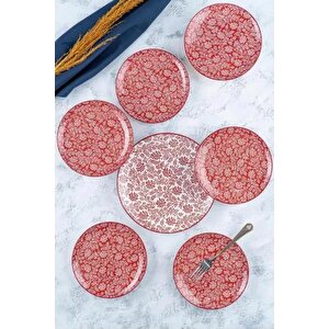 Tiffany Kırmızı 7 Parça Porselen Pasta-i̇kram Seti Por-05334