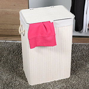 Handy Mate Bambu Çamaşır Sepeti-beyaz 40x60x31 Cm (gxyxd)