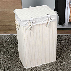 Handy Mate Bambu Çamaşır Sepeti-beyaz 40x60x31 Cm (gxyxd)