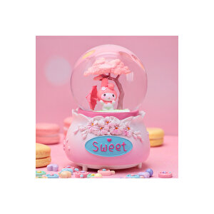 Melody Büyük Boy Kar Küresi Işıklı, Müzikli, Püskürtmeli, Pembe, 16x12