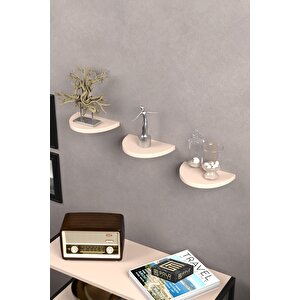 Duvar Rafı Dekoratif 3 Adet Çiçeklik Oval Krem Krem