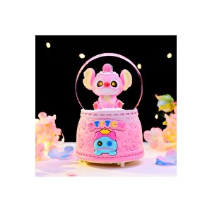 Stitch Bebek Büyük Boy Kar Küresi Işıklı, Müzikli, Püskürtmeli, Pembe, 16x12