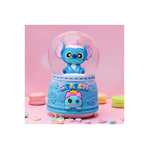 Stitch Bebek Büyük Boy Kar Küresi Işıklı, Müzikli, Püskürtmeli, Mavi, 16x12