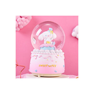 Cinnamoroll Büyük Boy Kar Küresi Işıklı, Müzikli, Püskürtmeli, Pembe, 16x12