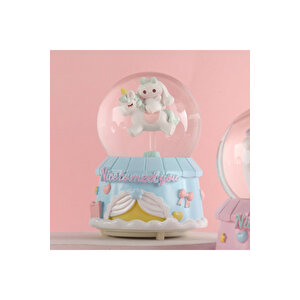 Cinnamoroll Büyük Boy Kar Küresi Işıklı, Müzikli, Püskürtmeli, Mavi, 16x12