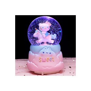 Hello Kitty Büyük Boy Kar Küresi Işıklı, Müzikli, Püskürtmeli, Pembe, 16x12
