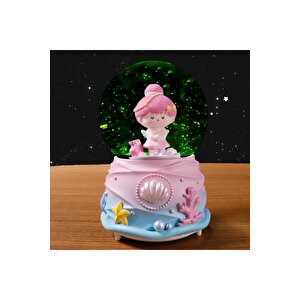 Deniz Büyük Boy Kar Küresi Işıklı, Müzikli, Püskürtmeli, Pembe, 16x12