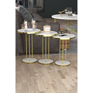 Zigon Sehpa Terra Gold Beyaz Beyaz-Altın