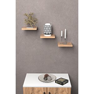 Duvar Rafı Dekoratif 3 Adet Çiçeklik Kare Ceviz Çam