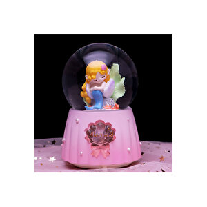 Deniz Kızı Büyük Boy Kar Küresi Işıklı, Müzikli, Püskürtmeli, Pembe, 16x12