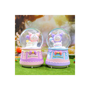 Kuromili Büyük Boy Kar Küresi Işıklı, Müzikli, Püskürtmeli, Pembe, 16x12