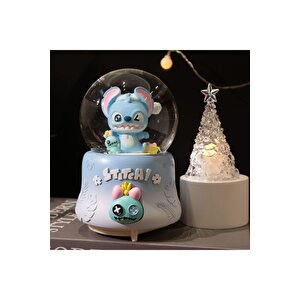 Stitch Büyük Boy Kar Küresi Işıklı, Müzikli, Püskürtmeli, Mavi, 16x12