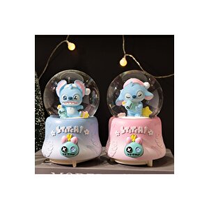 Stitch Büyük Boy Kar Küresi Işıklı, Müzikli, Püskürtmeli, Mavi, 16x12