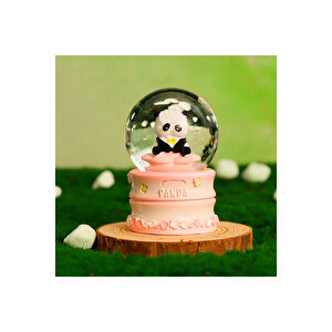 Panda Büyük Boy Kar Küresi Işıklı, Müzikli, Püskürtmeli, Pembe, 16x12