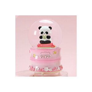 Panda Büyük Boy Kar Küresi Işıklı, Müzikli, Püskürtmeli, Pembe, 16x12