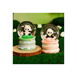 Panda Büyük Boy Kar Küresi Işıklı, Müzikli, Püskürtmeli, Pembe, 16x12