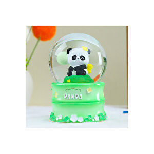Panda Büyük Boy Kar Küresi Işıklı, Müzikli, Püskürtmeli, Yeşil, 16x12