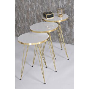 Zigon Sehpa Gold Beyaz Tel Beyaz