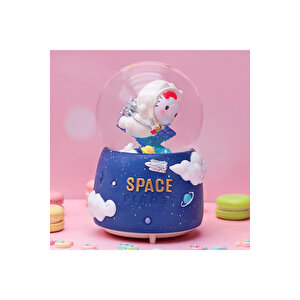 Hello Kitty Uzayda Büyük Boy Kar Küresi Işıklı, Müzikli, Püskürtmeli, 16x12