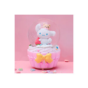 Cinnamoroll Büyük Boy Kar Küresi Işıklı, Müzikli, Püskürtmeli, Pembe, 16x12