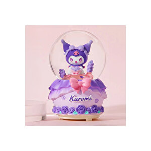 Kuromi Büyük Boy Kar Küresi Işıklı, Müzikli, Püskürtmeli, Mor, 16x12