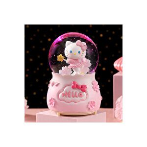 Hello Kitty Büyük Boy Kar Küresi Işıklı, Müzikli, Püskürtmeli, Pembe, 16x12